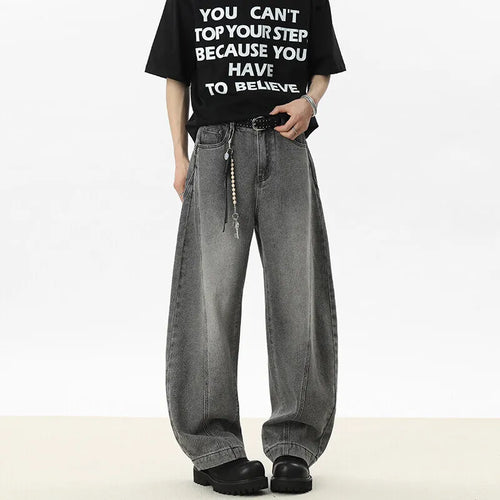 Load image into Gallery viewer, Male Jeans Starry Sky Pattern Splicing Solid Color New Korean Causal Trendy Straight Leg Men's Loose Bottom Tide 9W1252
