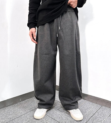 Men's Sweatpants Lace Up Design New Summer American Style Loose Solid Color Trendy Sanitary Pants Male Trousers 9W1742