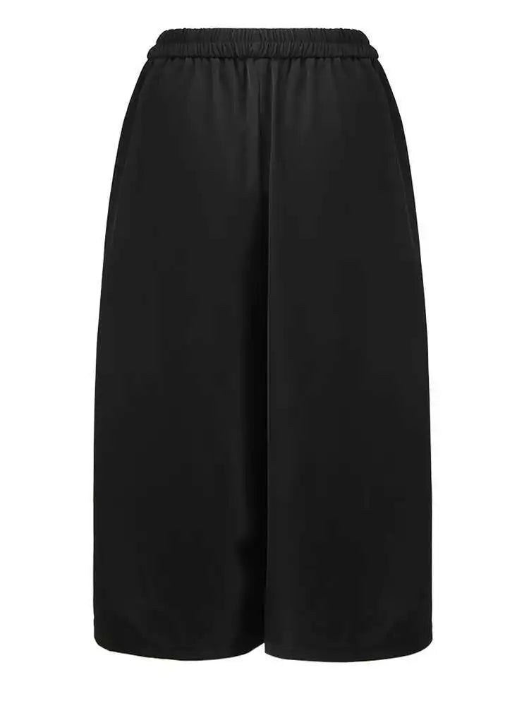 High Elastic Waist Black Pleated Irregular Button Wide Leg Pants New Trousers Women Fashion Spring Autumn 2025 CPG1357