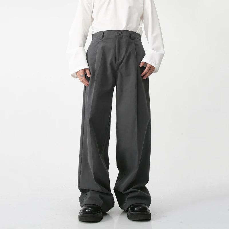 Spring Summer New Korean Men's Casual Pants Trendy Solid Color Loose Straight Wide Leg Trousers Pocket Tide 9A7922