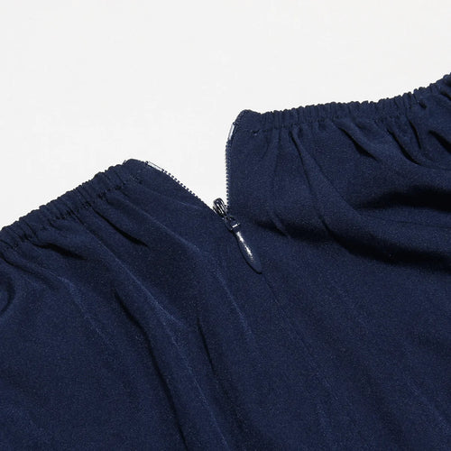 Load image into Gallery viewer, Square Collar Pleated Mini Dress For Women Navy Blue Fashion Short Sleeve Backless A-line Club Party Sexy Dress Elegant
