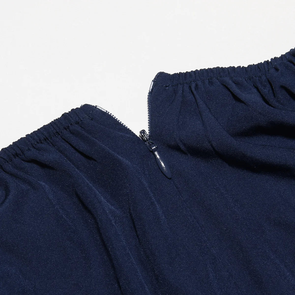 Square Collar Pleated Mini Dress For Women Navy Blue Fashion Short Sleeve Backless A-line Club Party Sexy Dress Elegant