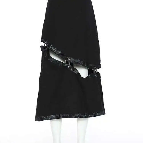 Load image into Gallery viewer, High Waist Black Detachable Irregular Printed Denim Half-body Skirt Women Fashion Tide New Spring Autumn 2025 1DH4523
