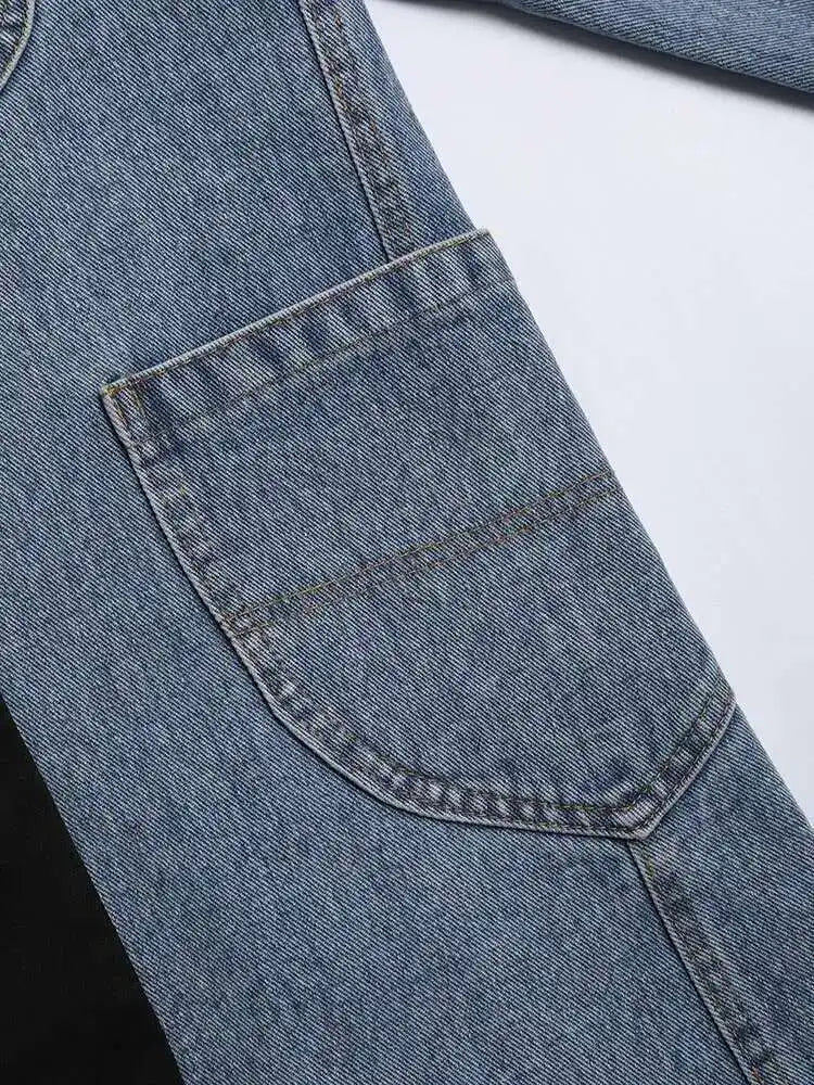 Women Blue Denim Irregular Casual Blazer New Lapel Long Sleeve Loose Fit Jacket Fashion Tide Spring Autumn 2025 1DH533905