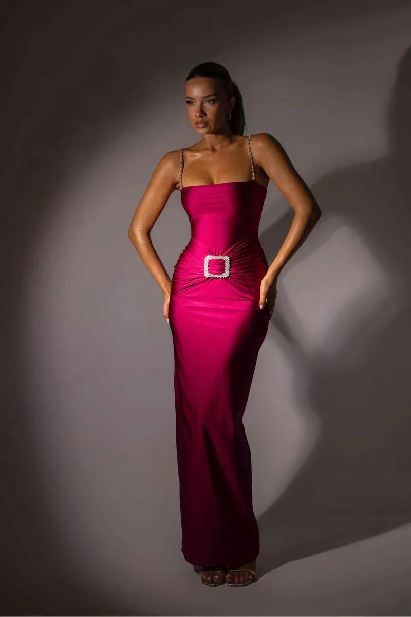 Glitter Spaghetti Strap Sexy Maxi Dress For Women Fashion Sleeveless Backless Bodycon Club Party Long Dress Elegant