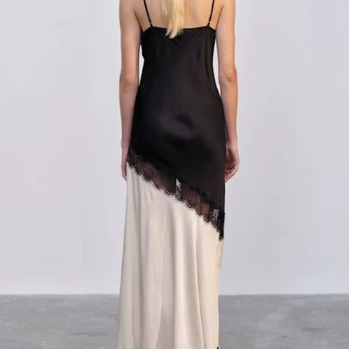 Load image into Gallery viewer, Hit Color Loose Dresses For Women Square Neck Sleeveless High Waist Temperament Minimalist Dress Female Fashion New
