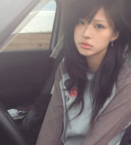 Japanese Y2k Patchwork T-shirt Vintage 2000s Style Knitted Tops 90s Harajuku Long Sleeve Ribbed T Shirt American Retro