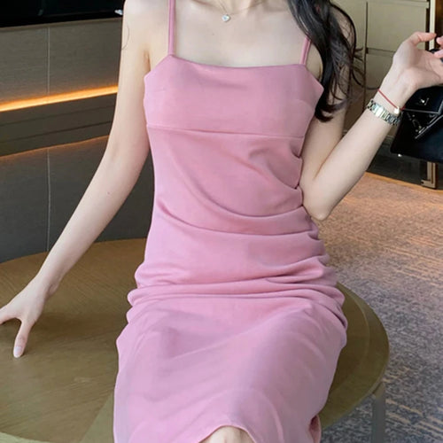 Load image into Gallery viewer, Pink Strapless A-line Women&#39;s Dresses High Street Slim Waist Pure Color Tight Hip Sexy Female Dress Elegant Party Dress
