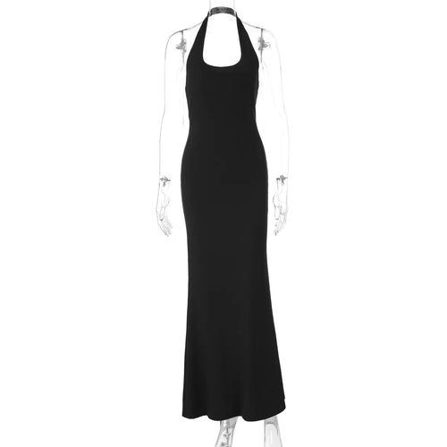 Load image into Gallery viewer, Halter Backless Sexy Maxi Dress Women Gown Summer New Solid U Neck Sleeveless High Waist Long Dress Elegant 2025
