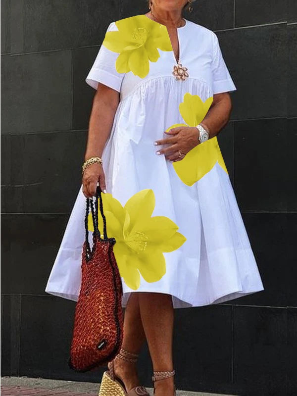 Women Midi Shirts Dress 2025 Summer Short Sleeves Black and White Polka Dot Daily Casual Simple Female A-line Dresses