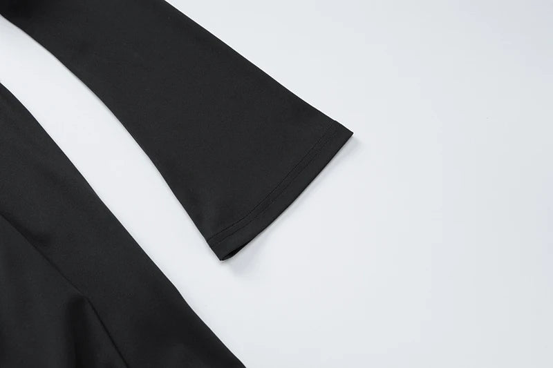 Off-shoulder Long Sleeve Mini Dress For Women Autumn Winter New Patchwork Strapless Backless A-line Sexy Dress Elegant