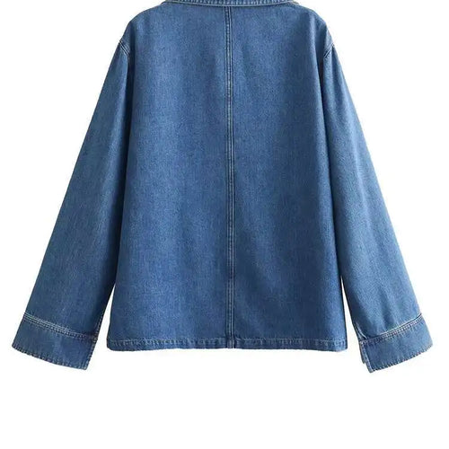 Load image into Gallery viewer, Big Size Blue Denim Shirt Wide Leg Pants Two Piece Suit New Lapel Long Sleeve Women Fashion Spring Autumn 2025 1DH6390
