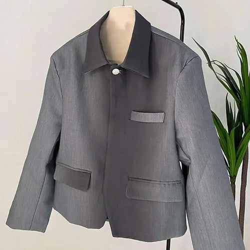 Load image into Gallery viewer, Women Gray Gradual Color Big Size Blazer New Lapel Long Sleeve Loose Fit Jacket Fashion Tide Spring Autumn 2025 1DF1534
