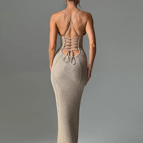 Load image into Gallery viewer, Women's Knitted Sweater Dress, Hollow Out Dress, Sexy Lace Up, Large Open Back, Evening Party, Club, New, 2024, Summe
