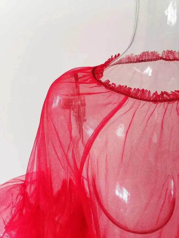 Women Black Ruffles Long Big Size Dress New Round Neck Three-quarter Sleeve Loose Fit Fashion Spring Summer 2025 JR77101