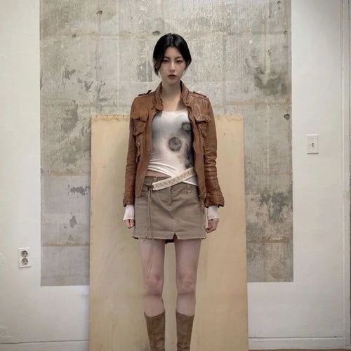 Load image into Gallery viewer, Japanese Y2k Mesh Top Trashy 2000s See Through Crop Top Vintage Harajuku Tattoo Print Sheer Top Grunge Aesthetics Korean
