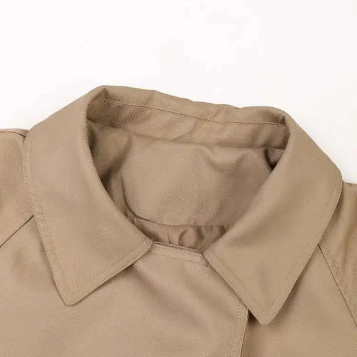 Load image into Gallery viewer, Women Khaki Belted Big Size Long Trench New Lapel Long Sleeve Loose Fit Windbreaker Fashion Spring Autumn 2025 CPG0584
