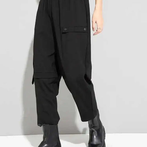 Load image into Gallery viewer, High Elastic Waist Black Button Long Harem Trousers New Loose Fit Pants Women Fashion Tide Spring Autumn 2025 1DE6299
