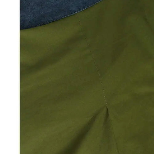 Load image into Gallery viewer, High Elastic Waist Green Denim Color-block A-line Half-body Skirt Women Fashion Tide New Spring Autumn 2025 1DJ0583
