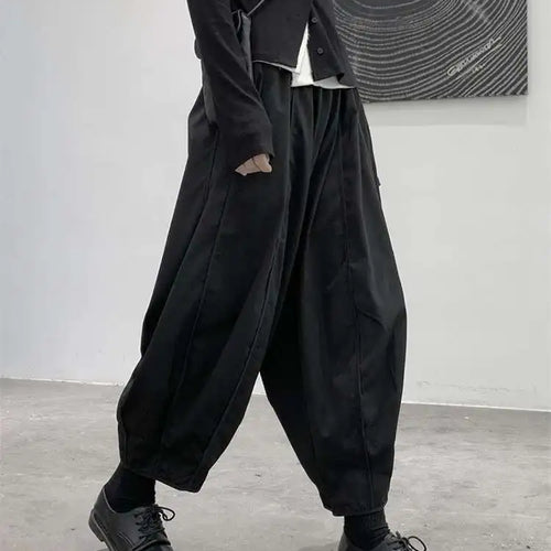 Load image into Gallery viewer, High Elastic Waist Black Brief Long Wide Leg Pants New Loose Fit Trousers Women Fashion Tide Spring Autumn 2025 1DF1078
