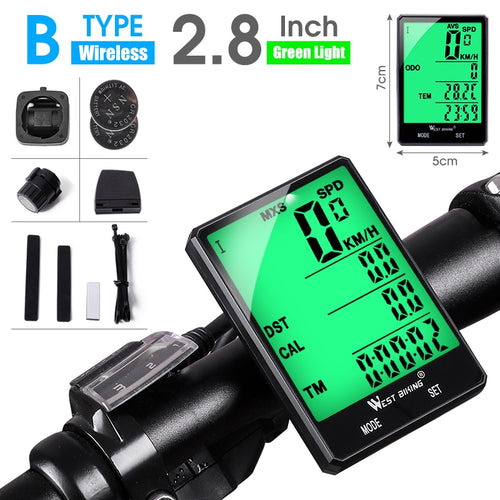 Load image into Gallery viewer, 2.8&quot; Large Screen Bicycle Computer Waterproof Wireless Wired Bike Computer Speedometer Odometer Cycling Stopwatch
