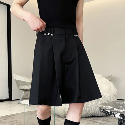 Load image into Gallery viewer, Summer Men&#39;s Suit Shorts New Stylish Pleated Korean Style Letter Decoration Loose Fold Short Pants Men Clothing 9C553
