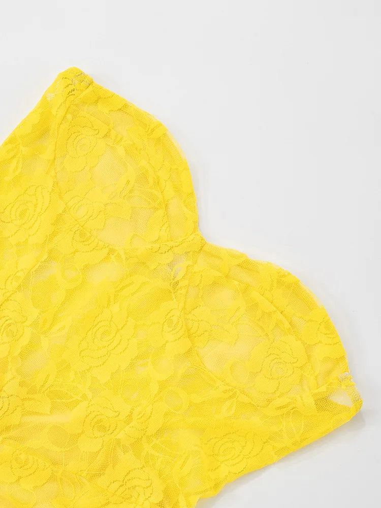 Lace Ruffle Sexy Mini Dress Women Summer New Off-shoulder Backless Sleeveless Draped Ruched  Beach Club Long Dress