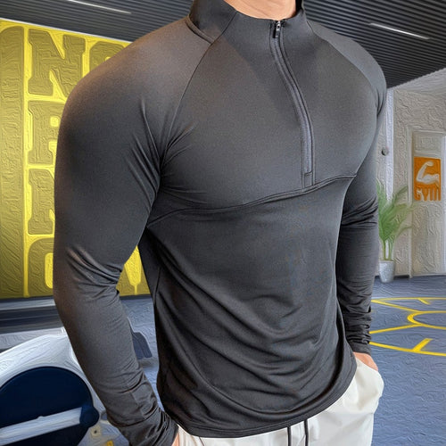 Load image into Gallery viewer, Mens Compression T-shirt Gym Fitness Sweatshirt Running Exercise Sports Tops Turtleneck Knitwear Long Sleeves Clothing Plus Size
