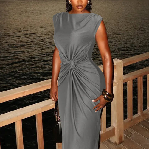 Load image into Gallery viewer, Elegant Sleeveless Round Neck Long Dress For Women Spring Summer 2025 New Temperament Slim Party Club Evening Dress
