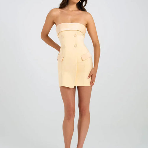 Load image into Gallery viewer, Off-shoulder Strapless Sexy Mini Dress For Women Fashion Two Pocket Backless Slim Club Party Sexy Dress Clubwear
