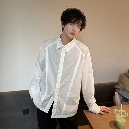 Load image into Gallery viewer, Male Long Sleeve Shirts New Spring Embroidered Eternal Flower Design Turn-down Collar Trendy Single Breasted Top 9W1754
