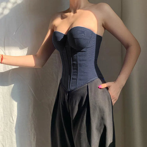 Load image into Gallery viewer, Corset Tops y2k Clothes Women Solid Color Off Shoulder Strapless  Fishbone Bustier Bandeau Sexy Clothing Streetwear
