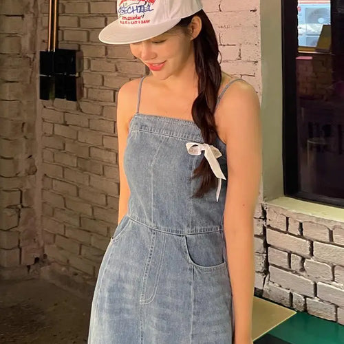 Load image into Gallery viewer, Vintage Sleeveless Backless Denim Long Dress Women Hot Summer High Waist Sexy Ladies Dresses Party Club Trendy Womens Clothes
