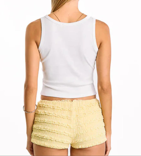 Sexy Crop Top Women Summer Clothes Bead Flower Scoop Neck Sleeveless Ribbed T Shirt Vest 2000s Tanks Streetwear