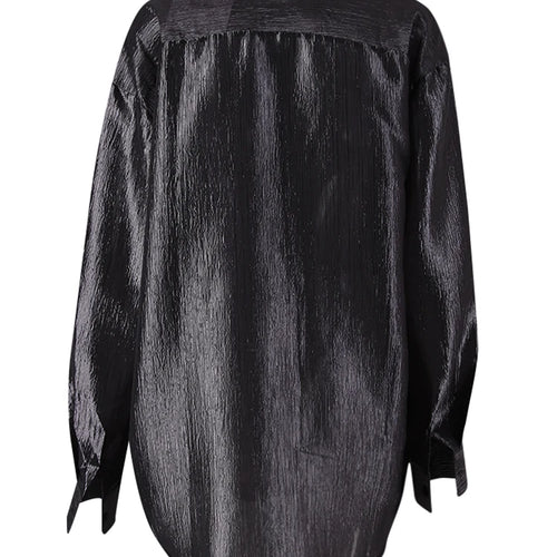 Load image into Gallery viewer, Women Black Thin Ruffles Perspective Big Size Blouse New Lapel Long Sleeve Shirt Fashion Tide Spring Autumn 2025  CPG3108
