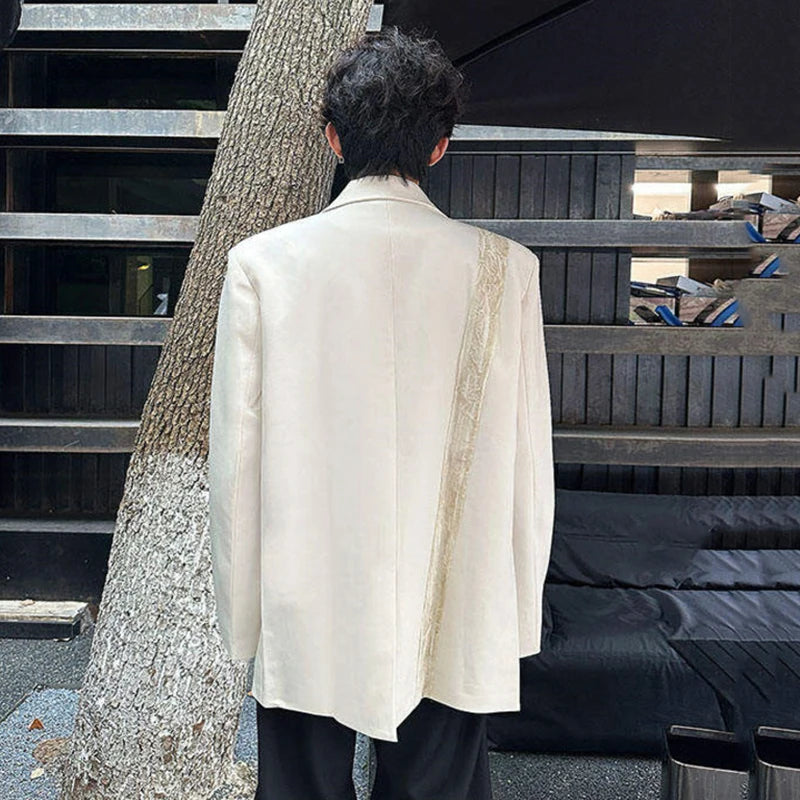 Men's Lace Suit Jacket Solid Color Single Breasted Three Dimensional Handmade Rose Design New Stylish Blazer 2025 9W1342