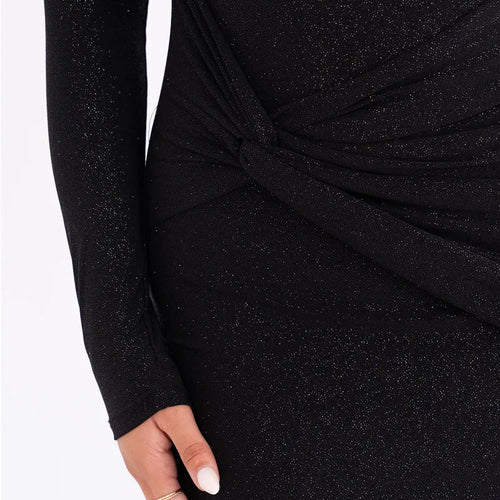 Load image into Gallery viewer, Sparkle Long Sleeve Sexy Maxi Dress For Women Inclined Shoulder Backless Bodycon Ruched Club Party Sexy Long Dress
