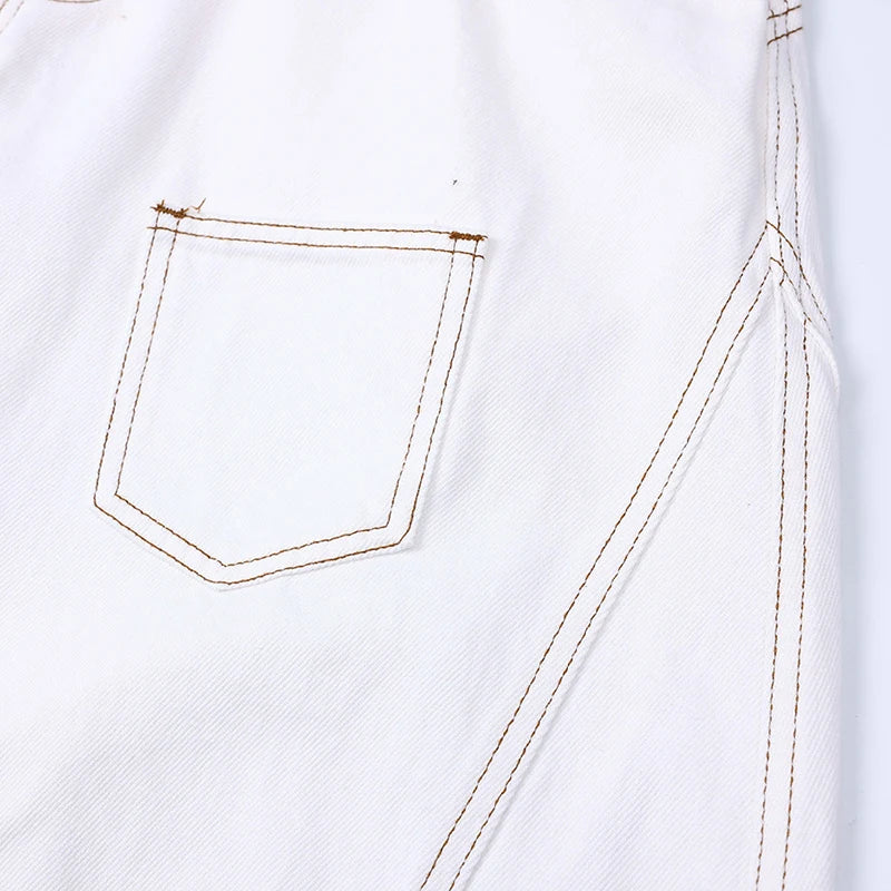 Men's Jeans Loose Wide Leg Curved Knife New American Personalized Line Design Irregular Splicing Trendy Male Bottoms 9W1892