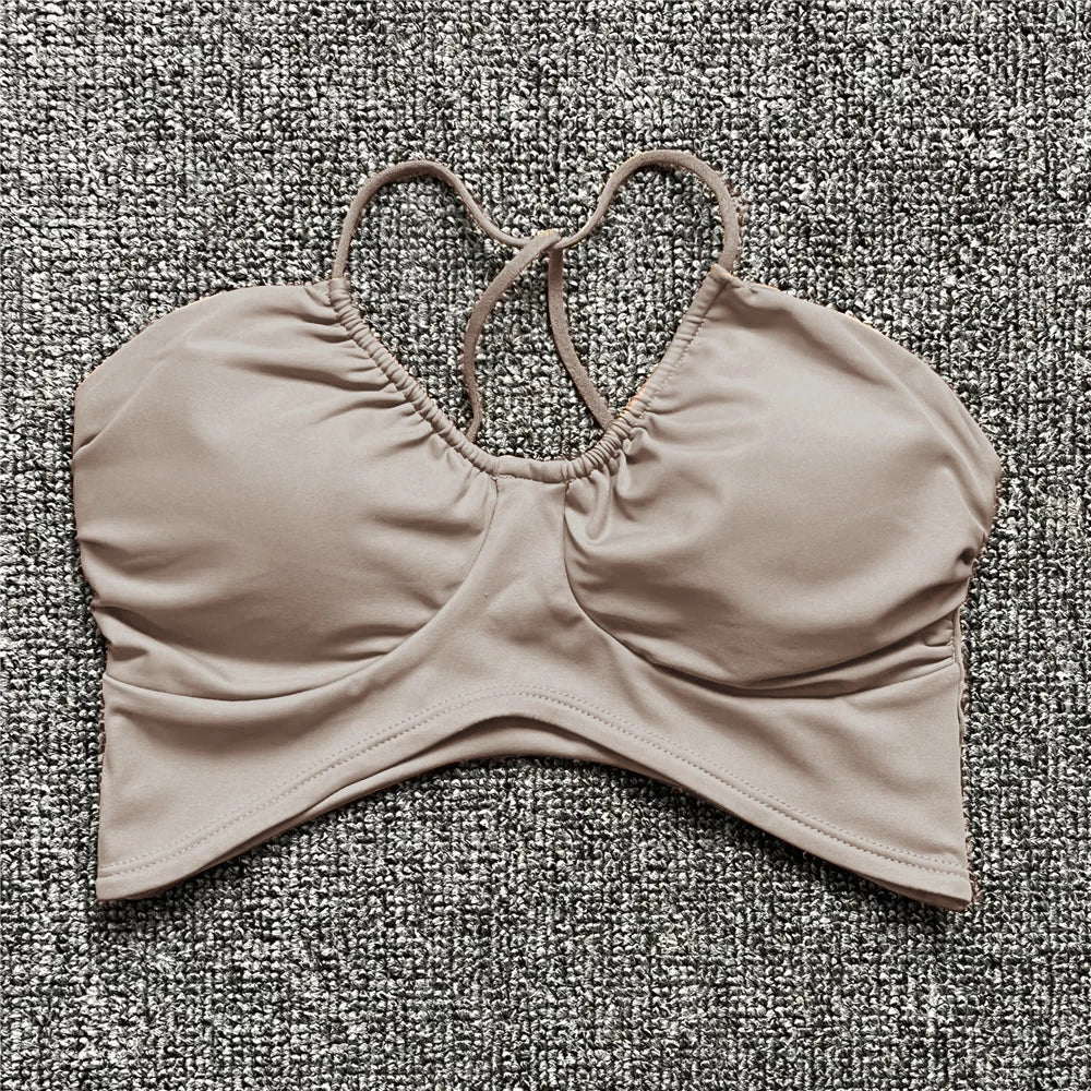 Pad Spandex Nylon Sport Bras Women Sports Bra Gym Gym Fitness Push Up Tank Top Women Cross Yoga Ballet Dance Underwear