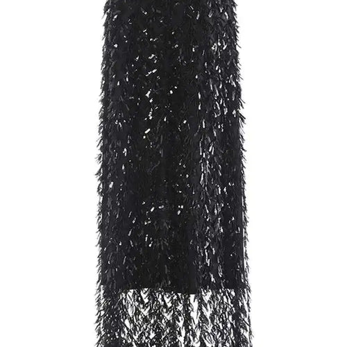 Load image into Gallery viewer, High Elastic Waist Brown Sequins Tassels Elegant Party Half-body Skirt Women Fashion Tide New Spring Autumn 2025 1DH9912
