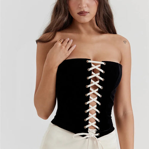 Load image into Gallery viewer, Elegant Sexy Skirt Two Piece Set Women Strapless Bandage Crop Top And Maxi Skirt Female Fashion Club Party Sexy Sets
