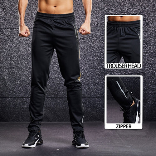 Load image into Gallery viewer, Men Running Sport Pants with Zipper Pockets Football Training Joggings Sweatpants Basketball Soccer Trousers Plus Size for Male
