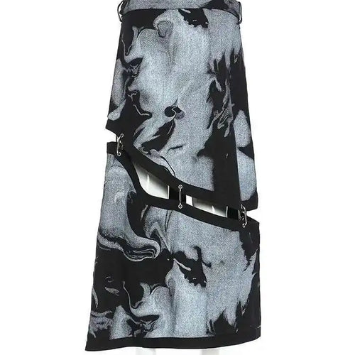 Load image into Gallery viewer, High Waist Black Detachable Irregular Printed Denim Half-body Skirt Women Fashion Tide New Spring Autumn 2025 1DH4523
