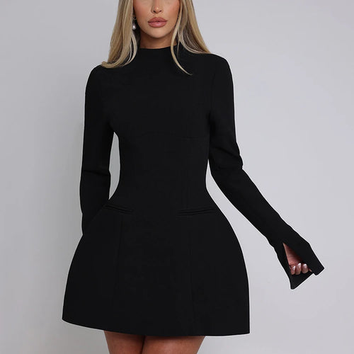 Load image into Gallery viewer, Long Sleeve Backless Sexy Mini Dress For Women Autumn Winter New O Neck High Waist A-line Club Party Sexy Dress Elegant
