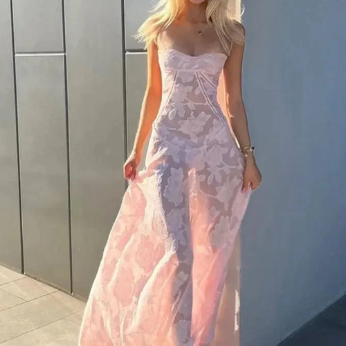 Load image into Gallery viewer, Elegant Pink Party Wedding Dress for Women Spaghetti Strap Flare Hem Maxi Dresses Vacation Birthday Outfits C83-EZ26
