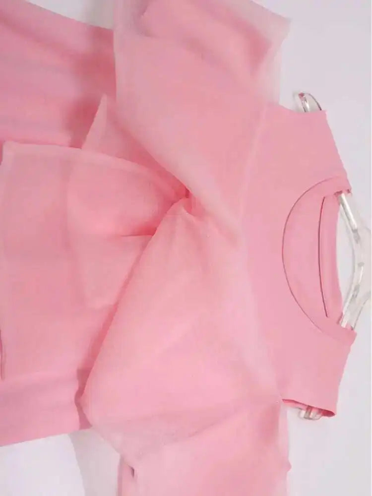 Women pink Color Mesh Bow Off Shoulder Elegant T-shirt New Round Neck Short Sleeve Fashion Tide Spring Summer 2025 1DF8193