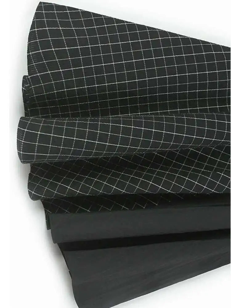 Women Black Plaid Color-block Big Size Midi Dress New Round Neck Short Sleeve Fashion Tide Spring Summer 2025 1DJ0086