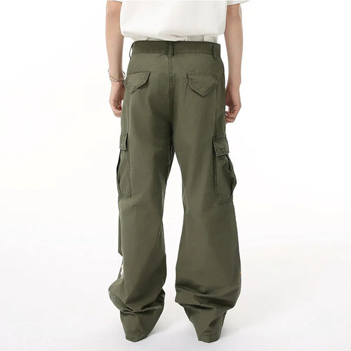 Load image into Gallery viewer, Men's Cargo Jeans New Summer American High Street Paint Design Multi Pockets Loose Male Bottoms Fold Design 2025 9W1685
