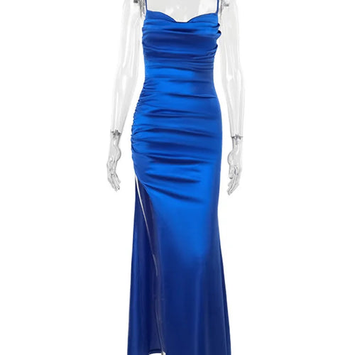 Load image into Gallery viewer, Spaghetti Strap Thigh High Split Sexy Maxi Dress For Women Elegant Off-shoulder Backless Bodycon Club Party Sexy Dress
