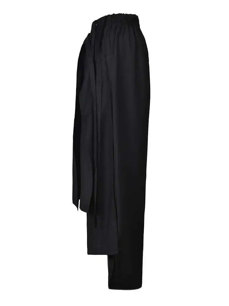 High Elastic Waist Black Irregular Long Wide Leg Pants New Loose Fit Trousers Women Fashion Spring Autumn 2025 1DF366401